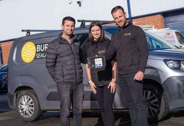 Burry Sealant team members with BigChange workforce management app
