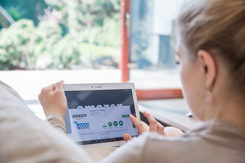 Amazon shopper using tablet