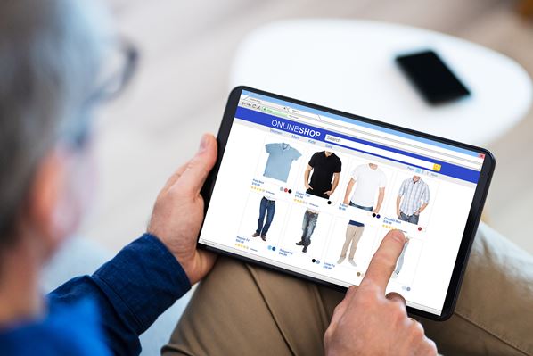 Customer shopping online on a tablet