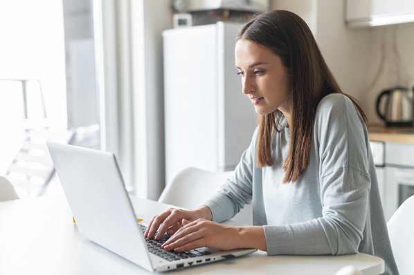 Customer using laptop to contact customer support