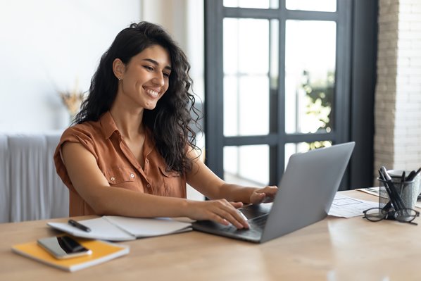 Student studying on laptop