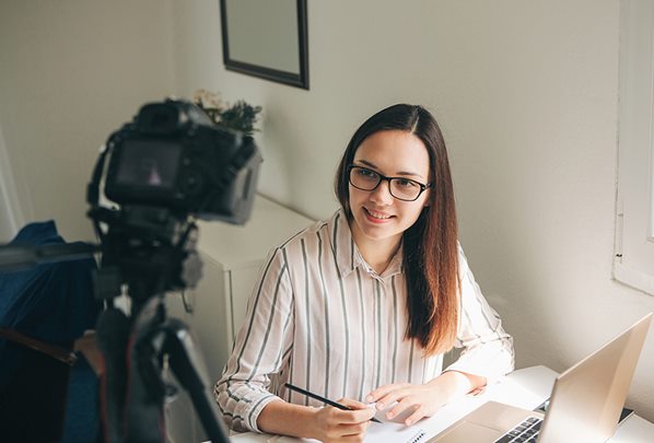 Vlogger recording video