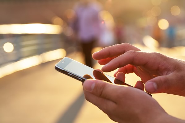 Holding smartphone