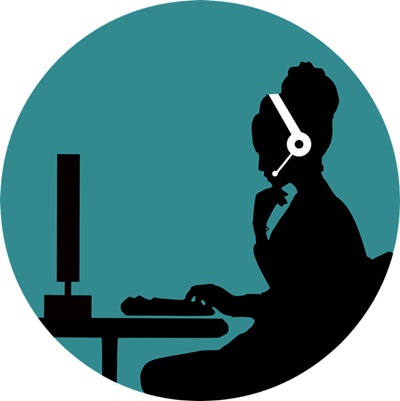 Call center agent working at desk