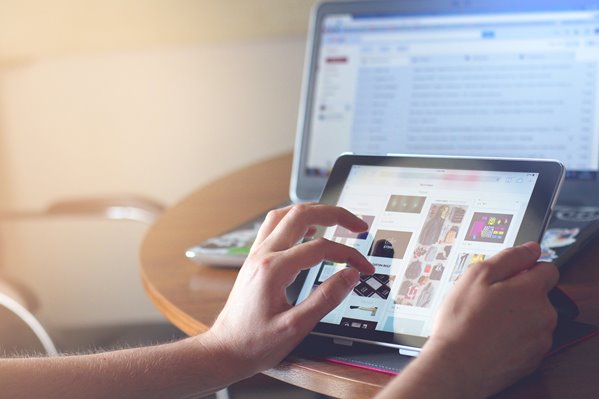 Online shopping on tablet