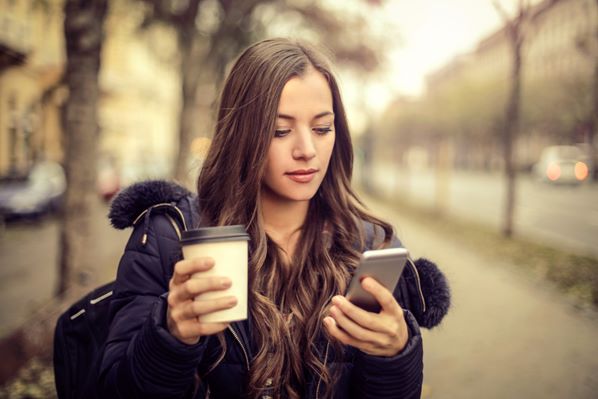 Customer using mobile phone