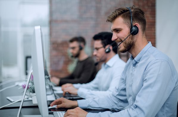 Happy call center employees