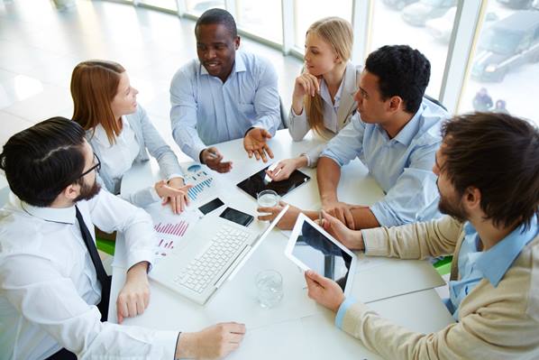 Business management team meeting