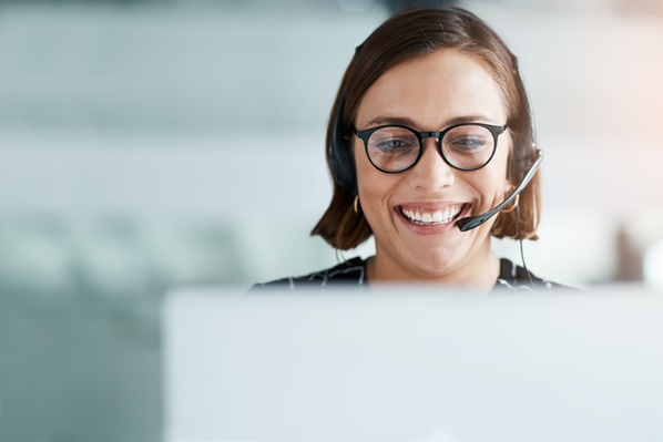 Smiling customer service representative