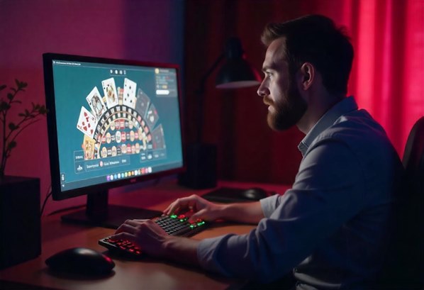 Man playing games on his computer