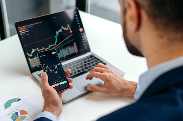 Private investor working on laptop