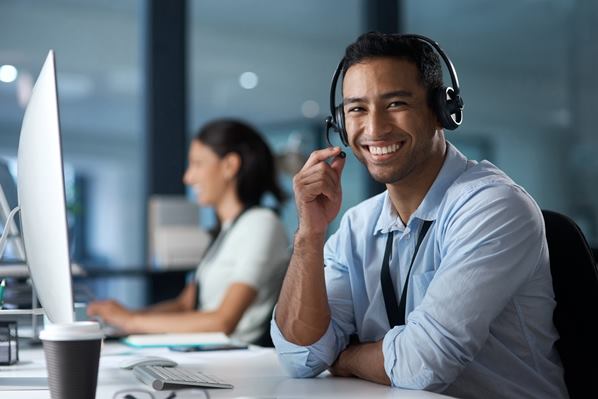 Happy contact center agent