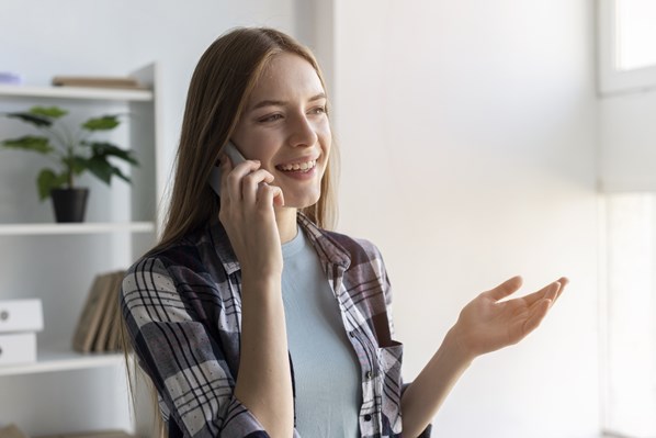 Customer on the telephone