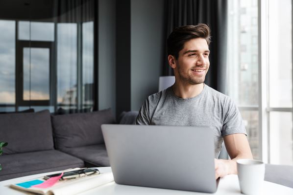 Employee working at home with secure data