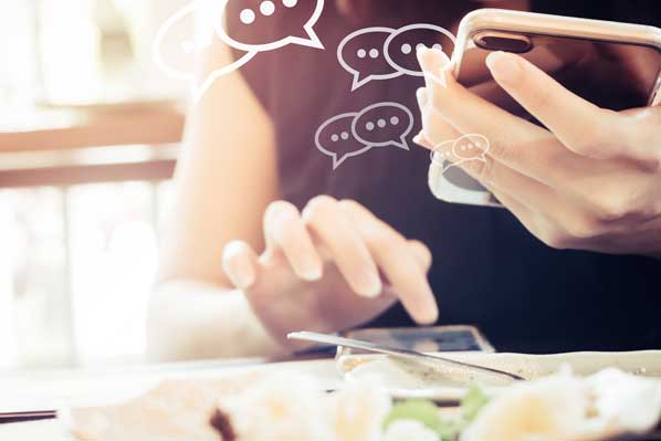 Live chat technology being used by customer on mobile phone