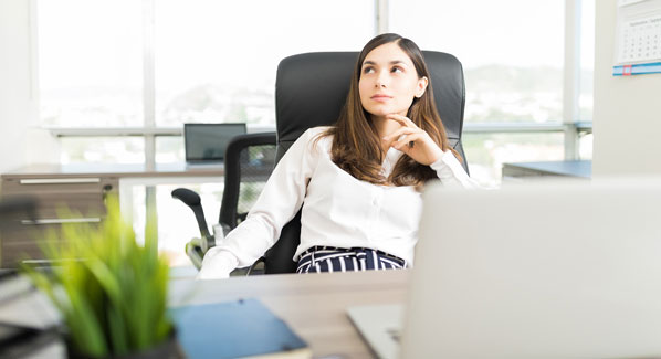 Manager relaxing in her office