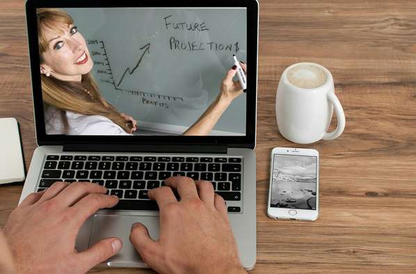 Student taking online course