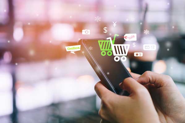 Online shopping on a mobile phone