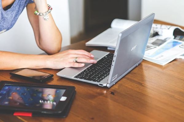 Web designer working on laptop