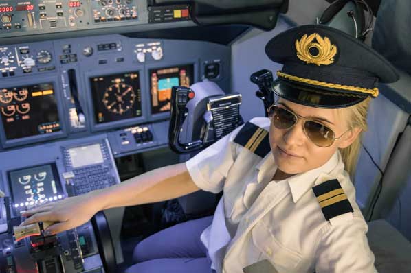 Pilot in cockpit