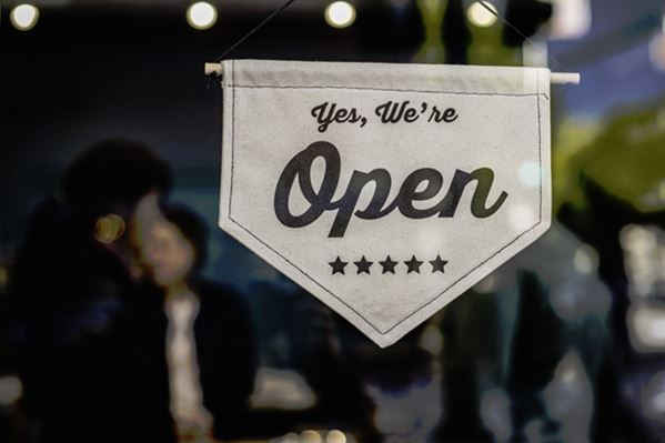 Open for business sign