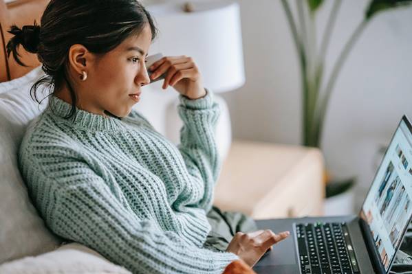 Women shopping online on her laptop
