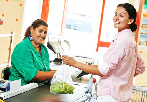 Shopkeeper and customer