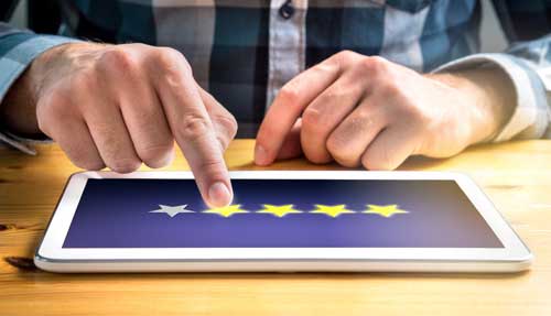 Customer experience rating on tablet