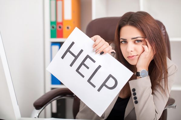 Stressed customer service employee