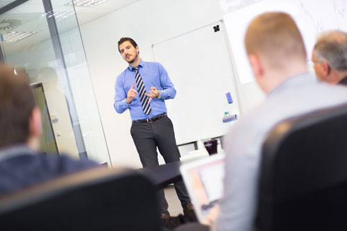 Manager training his team
