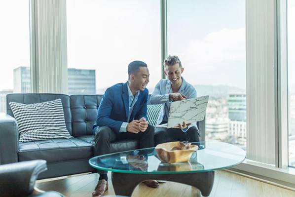 Business people discussing work