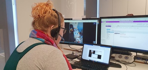 Customer service manager on video chat with customer